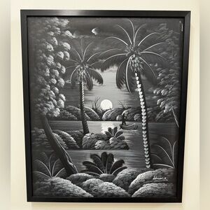 Monochrome Tropical Landscape Oil Painting